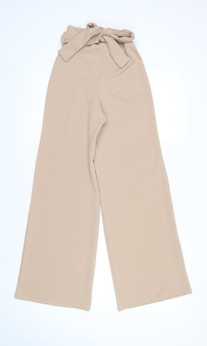 Stylewise Womens Beige Polyester Trousers Size 6 L28 in Regular - Elasticated waist