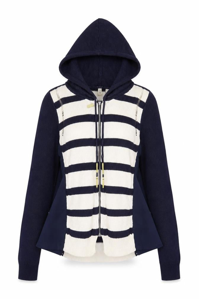 MOTH Womens Blue V-Neck Striped Cotton Cardigan Jumper Size S