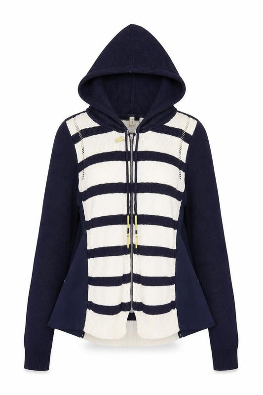 MOTH Womens Blue V-Neck Striped Cotton Cardigan Jumper Size S