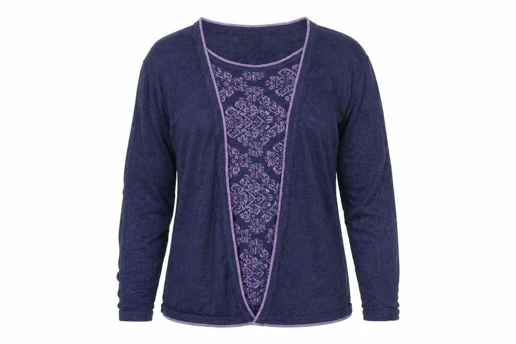 Honor Milllburn Womens Blue Boat Neck Floral Wool Pullover Jumper Size L - Layered effect