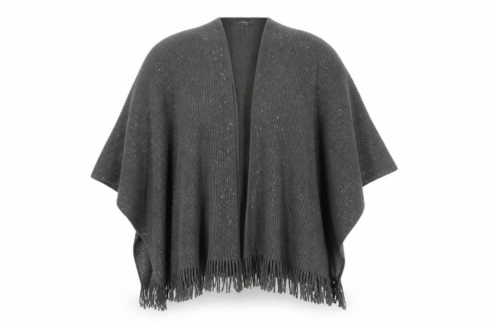 Principles Womens Green V-Neck Acrylic Cape Jumper One Size