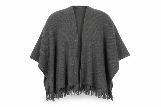 Front view of Principles women’s green v-neck acrylic cape jumper one size