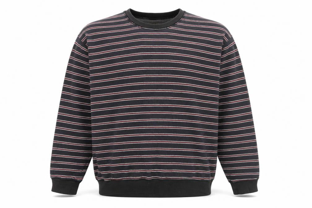 Pull&Bear Mens Blue Striped Cotton Pullover Sweatshirt Size L