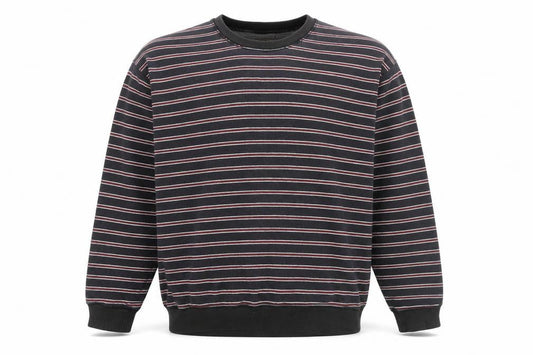 Pull&Bear Mens Blue Striped Cotton Pullover Sweatshirt Size L