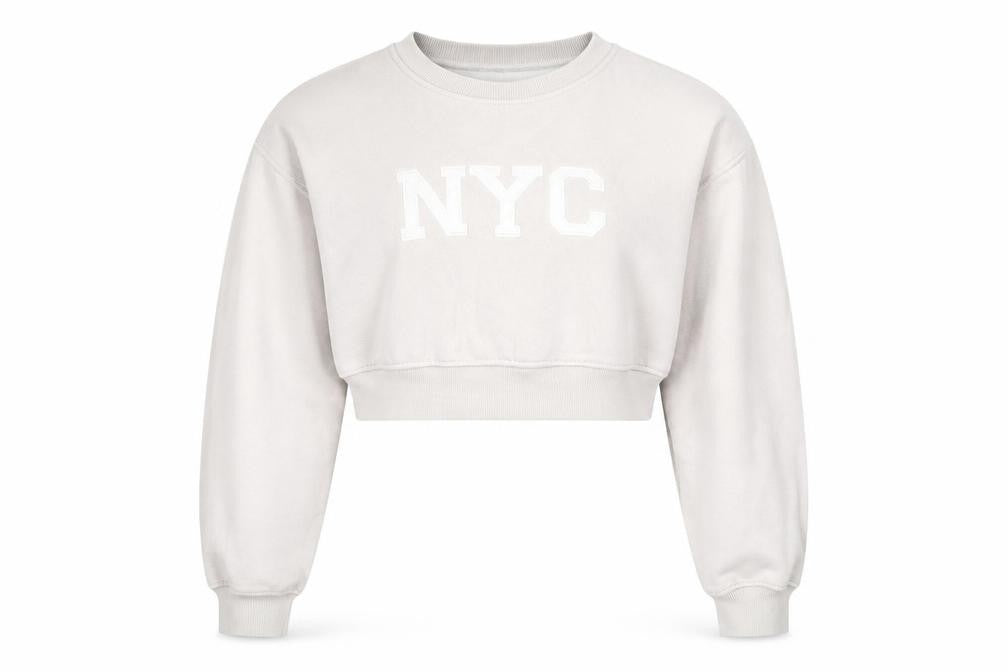 PRETTYLITTLETHING Womens Beige Cotton Pullover Sweatshirt Size 8 Pullover - Cropped, NYC