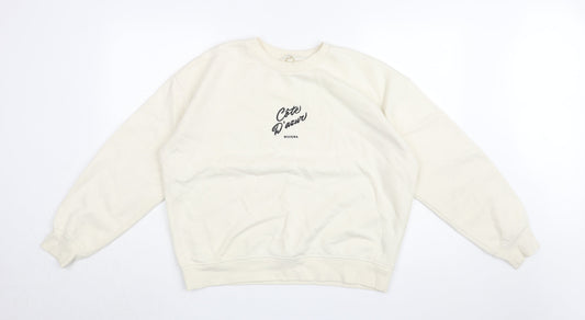 H&M Womens Ivory Cotton Pullover Sweatshirt Size S Pullover - Cote D'azuz