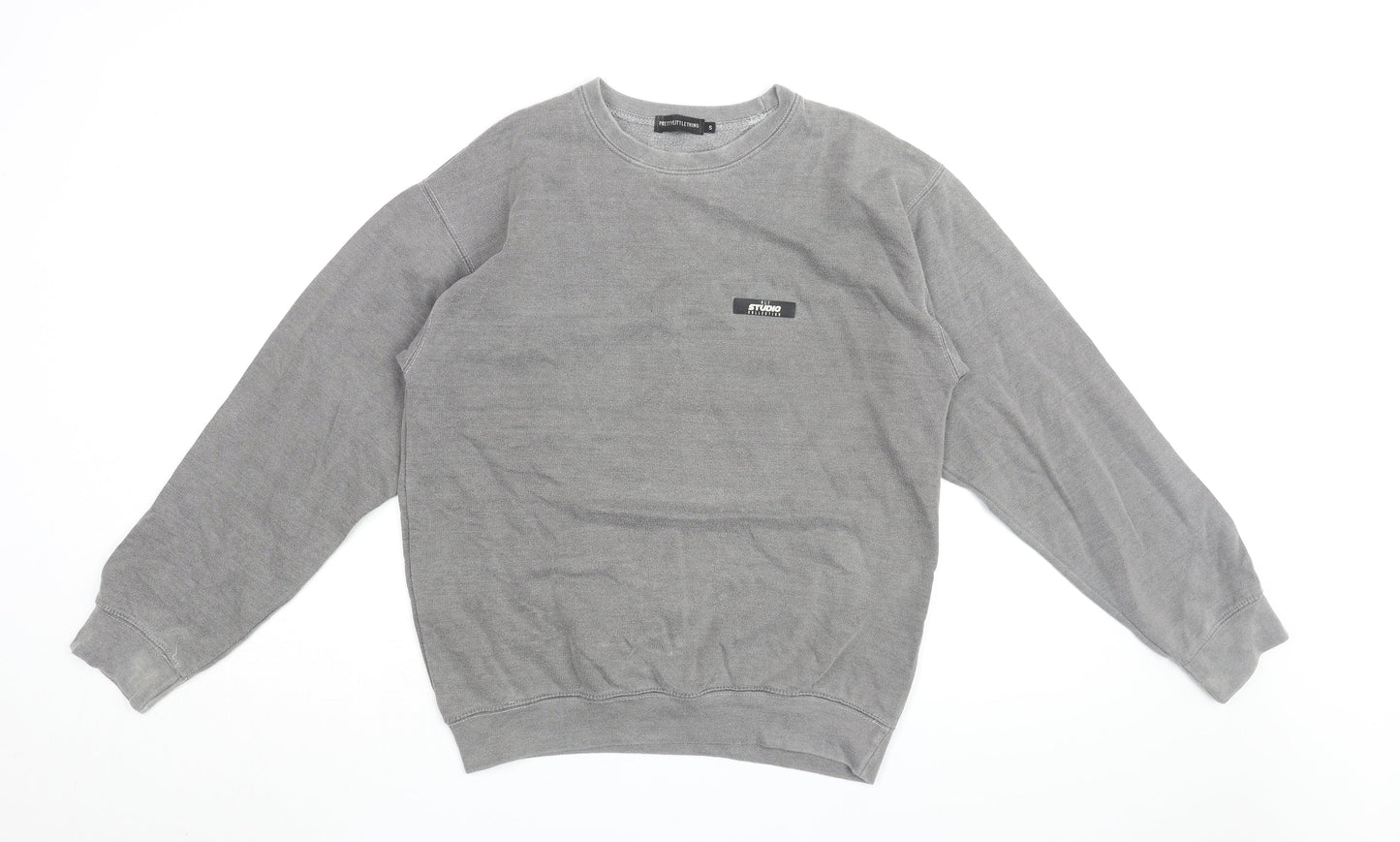 PRETTYLITTLETHING Womens Grey Cotton Pullover Sweatshirt Size S Pullover