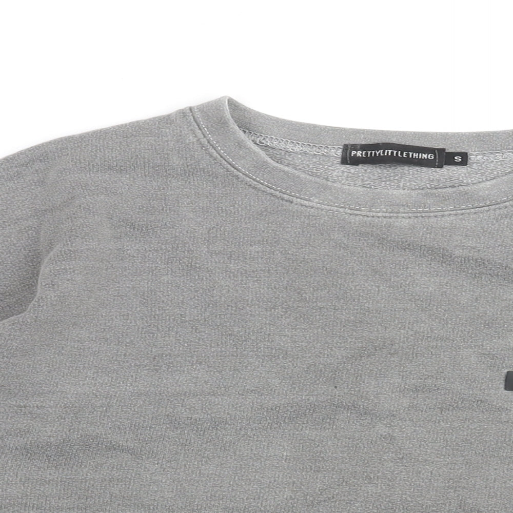 PRETTYLITTLETHING Womens Grey Cotton Pullover Sweatshirt Size S Pullover
