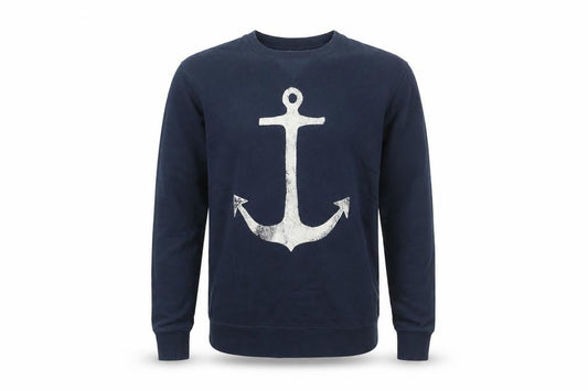 H&M Mens Blue Cotton Pullover Sweatshirt Size S - Anchor Print