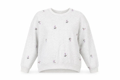 H&M Womens Grey Floral Cotton Pullover Sweatshirt Size M Pullover