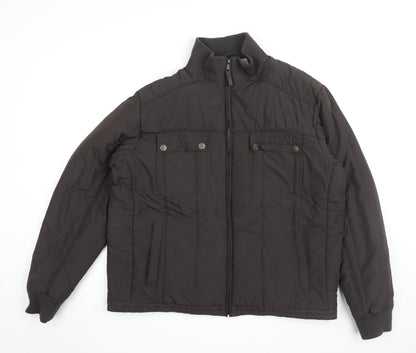 Additional front view of Autograph men’s brown overcoat coat, size XL, zip
