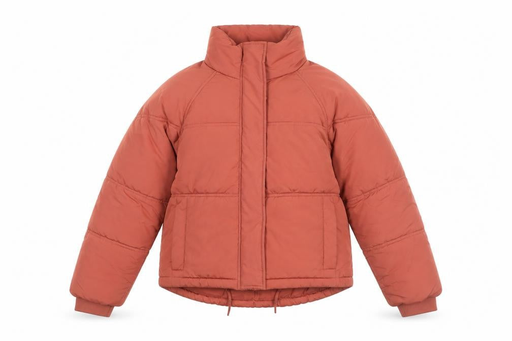 Topshop Womens Orange Puffer Jacket Coat Size 10 Zip
