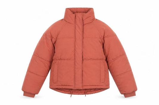 Topshop Womens Orange Puffer Jacket Coat Size 10 Zip