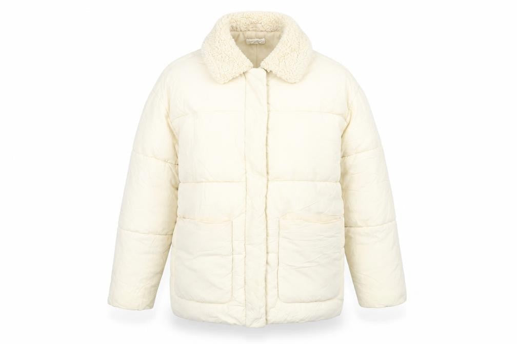 Topshop Womens Ivory Puffer Jacket Coat Size 8 Zip