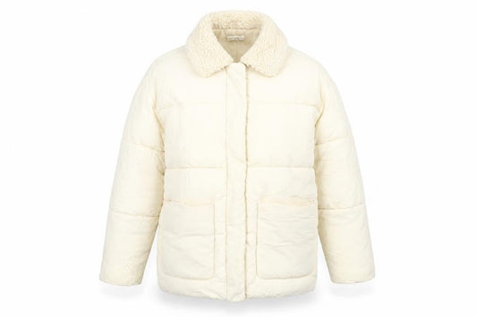 Topshop Womens Ivory Puffer Jacket Coat Size 8 Zip