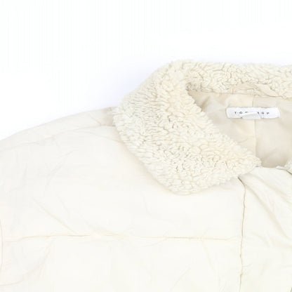 Topshop Womens Ivory Puffer Jacket Coat Size 8 Zip