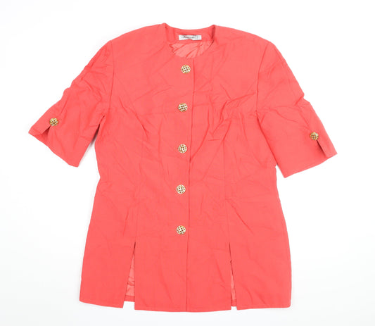 Hardob Womens Red Polyester Basic Button-Up Size 16 Round Neck