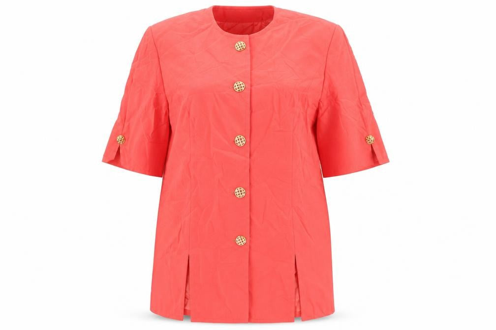 Hardob Womens Red Polyester Basic Button-Up Size 16 Round Neck