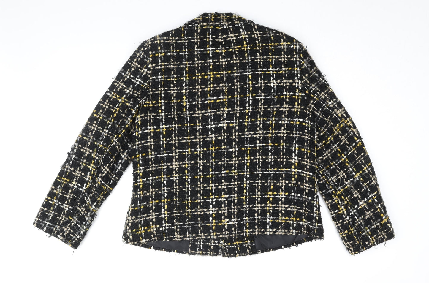EWM Womens Black Geometric Jacket Coat Size 14 Button