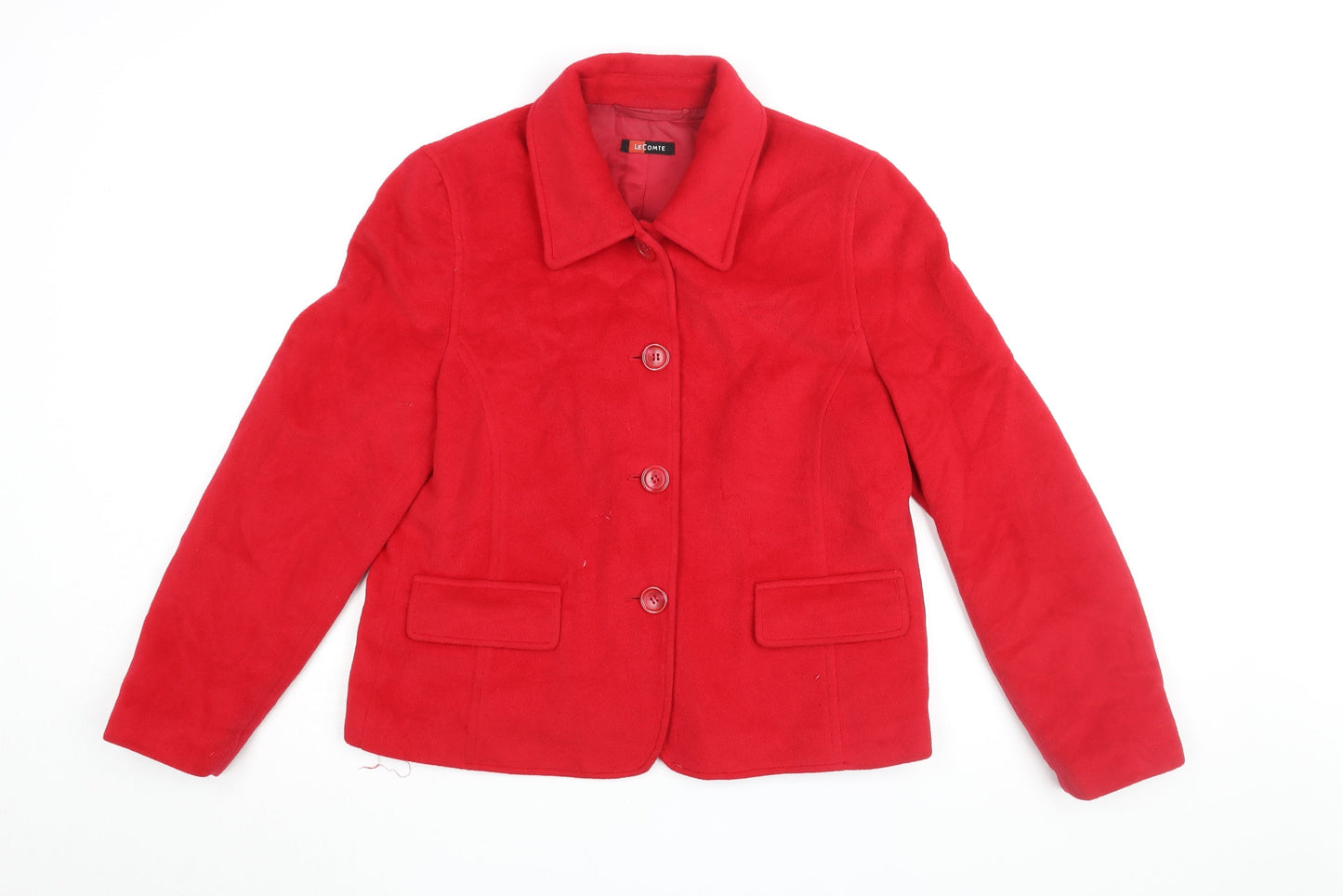 Le Comte Womens Red Jacket Coat Size 14 Button