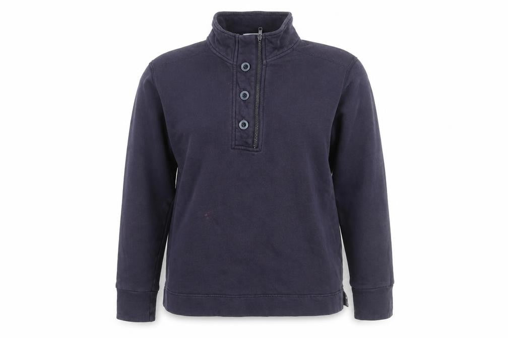 Orvis Womens Blue Cotton Pullover Sweatshirt Size L Zip