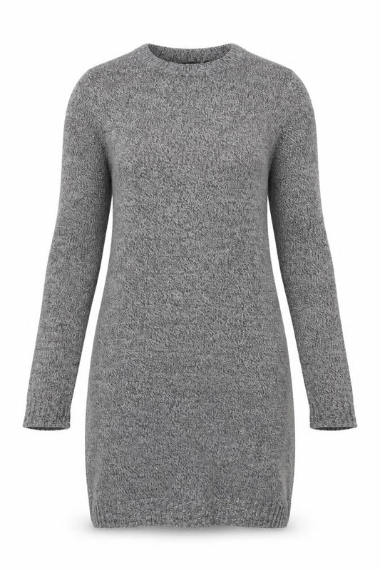 Brave Soul Womens Grey Acrylic Jumper Dress Size 10 Round Neck Pullover
