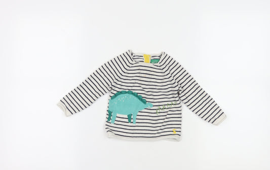Joules Unisex Baby Dinosaur Striped Jumper 9-12M