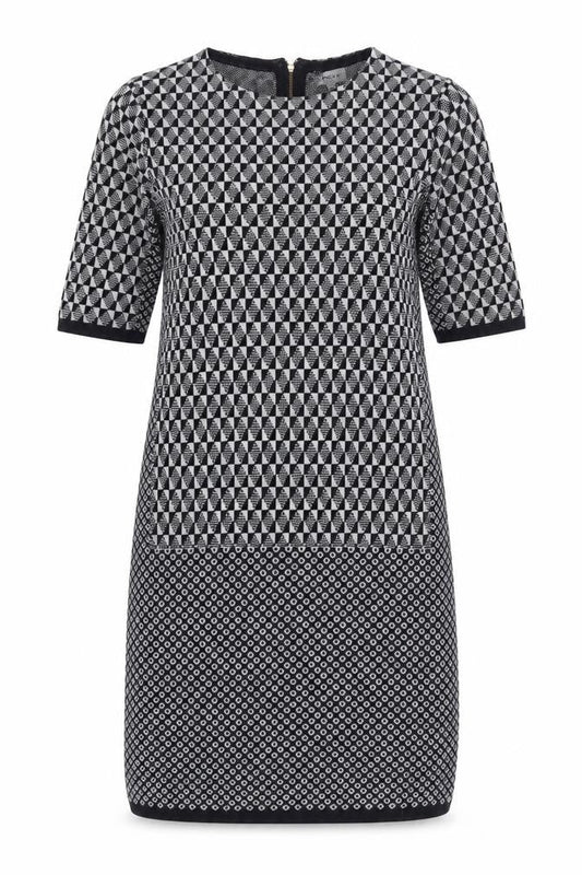 Jigsaw Women's Geometric Shift Dress, M, Black/Grey