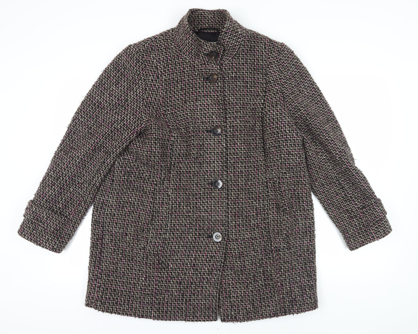 Marks and Spencer Women's Multicoloured Tweed Coat Size 18