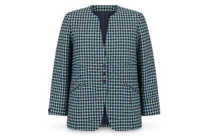 et al. Women's Blue Check Suit Jacket, Size 14