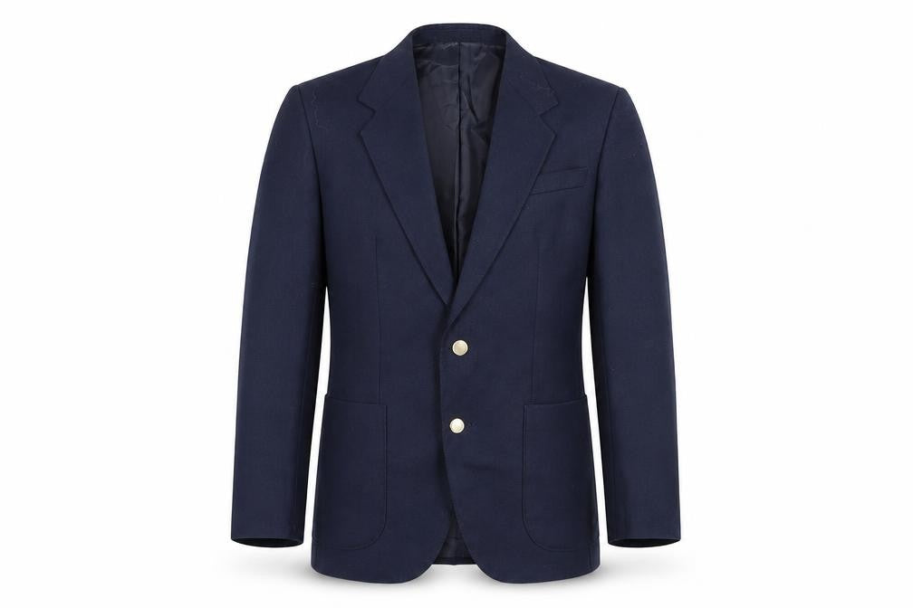 Men's Greenwoods Blue Blazer 36R Notch Collar