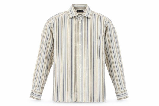 Peter Werth Men's Beige Striped Shirt L