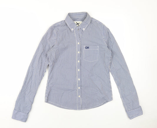 Gilly Hicks Womens Blue Striped Cotton Basic Button-Up Size S Collared