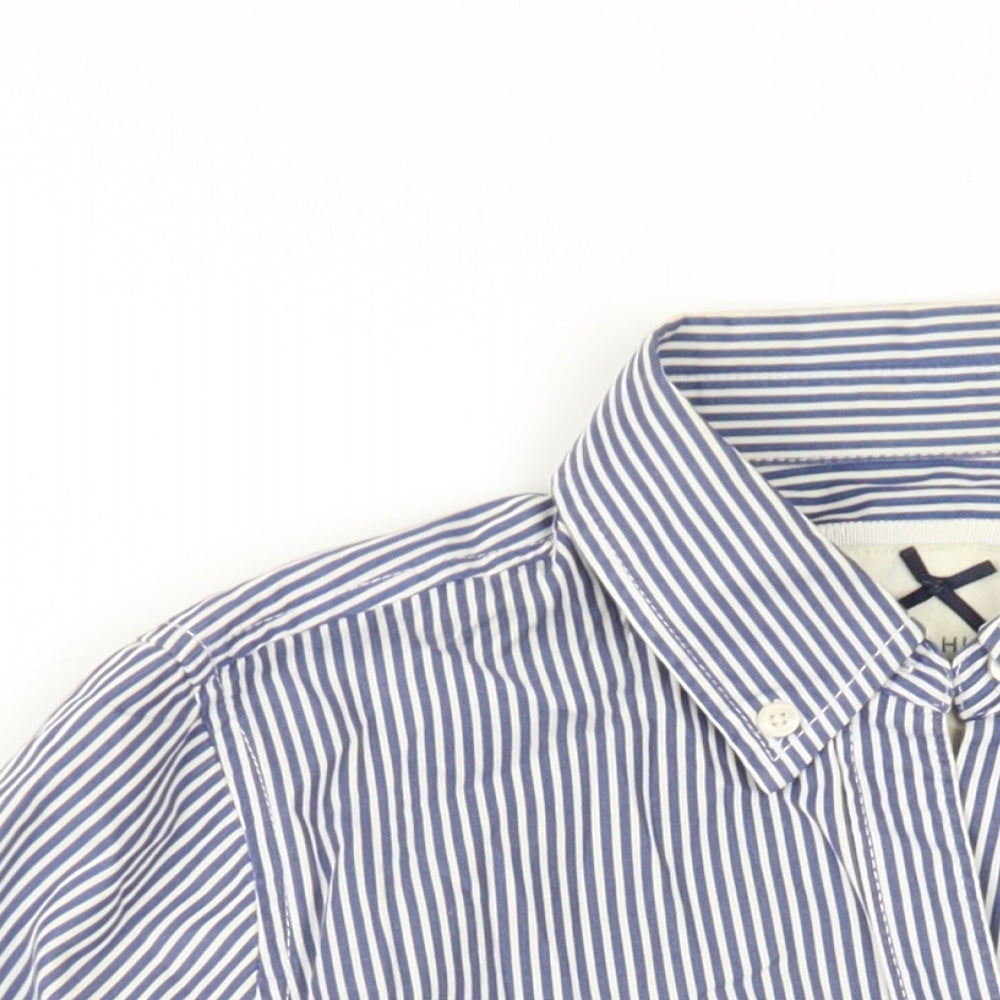 Gilly Hicks Womens Blue Striped Cotton Basic Button-Up Size S Collared