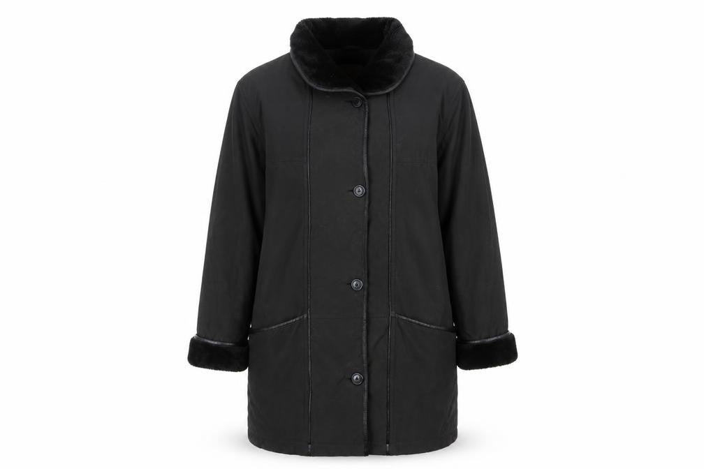 Daxon Womens Black Overcoat Coat Size 16 Button