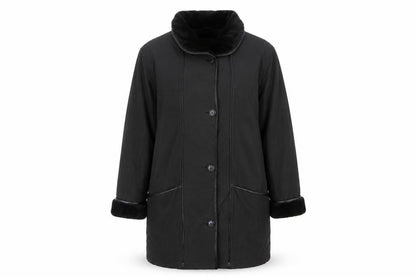 Daxon Womens Black Overcoat Coat Size 16 Button