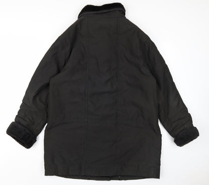 Daxon Womens Black Overcoat Coat Size 16 Button