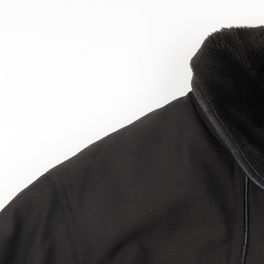 Daxon Womens Black Overcoat Coat Size 16 Button