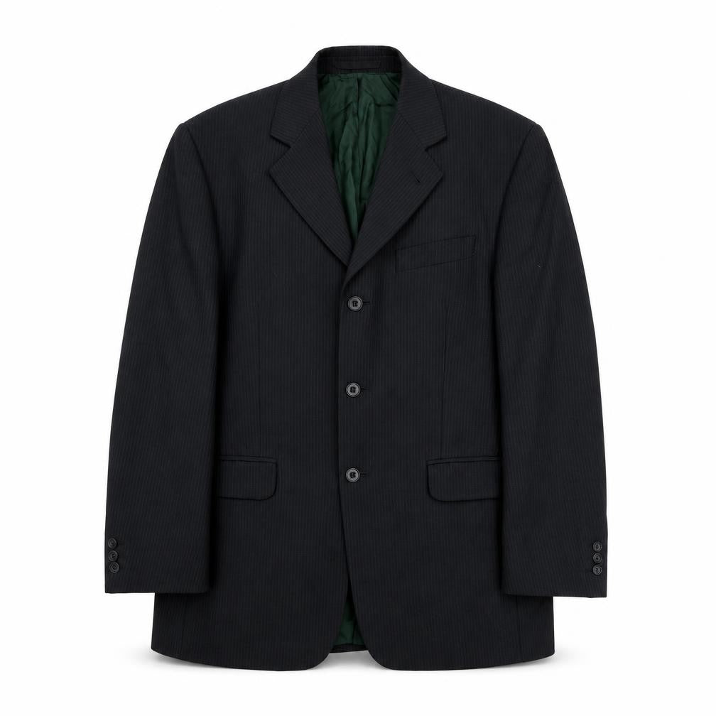 Sovrano Mens Black Striped Wool Jacket Blazer Size 40 Regular