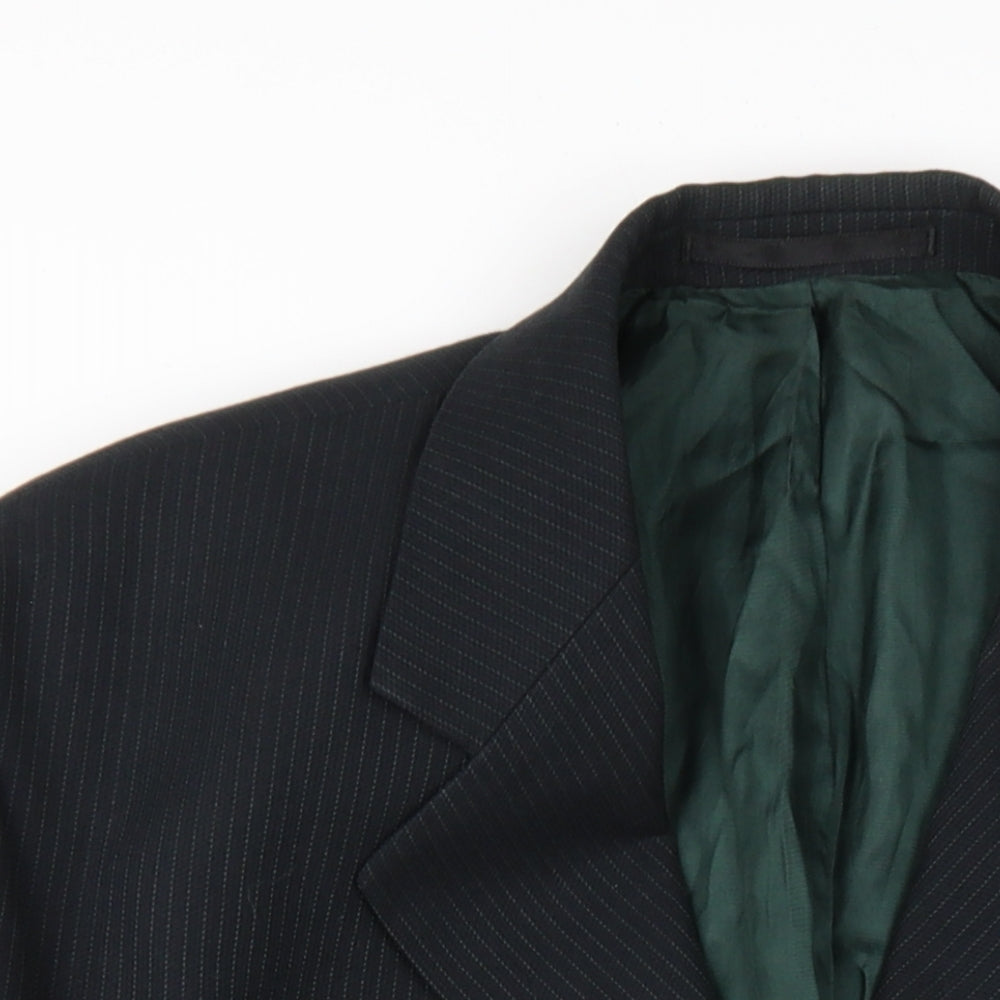 Sovrano Mens Black Striped Wool Jacket Blazer Size 40 Regular