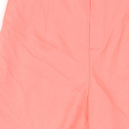 Close-up detail of Object women’s pink polyester trousers, size UK 6, 28-inch leg regular