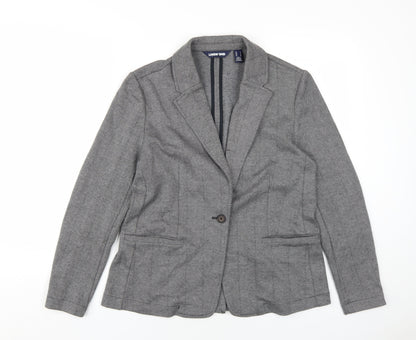 Lands' End Womens Grey Herringbone Jacket Blazer Size S Button