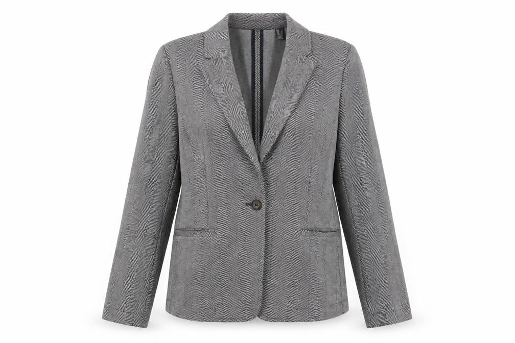 Lands' End Womens Grey Herringbone Jacket Blazer Size S Button