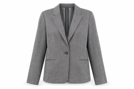 Lands' End Womens Grey Herringbone Jacket Blazer Size S Button