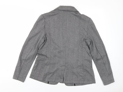 Lands' End Womens Grey Herringbone Jacket Blazer Size S Button