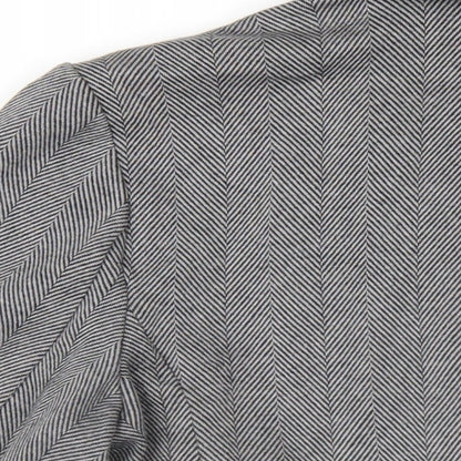 Lands' End Womens Grey Herringbone Jacket Blazer Size S Button