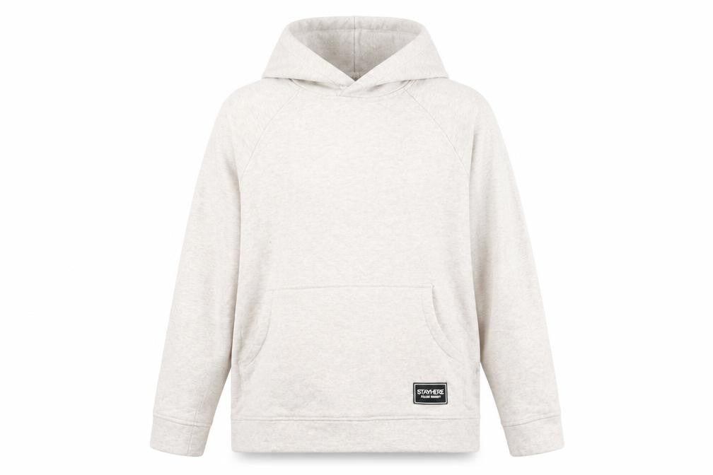Stay Here Womens Beige Cotton Pullover Hoodie Size L Pullover