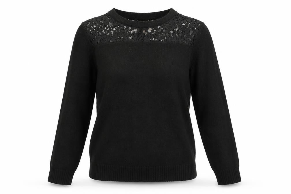 Arabella & Addison Womens Black Round Neck Nylon Pullover Jumper Size M