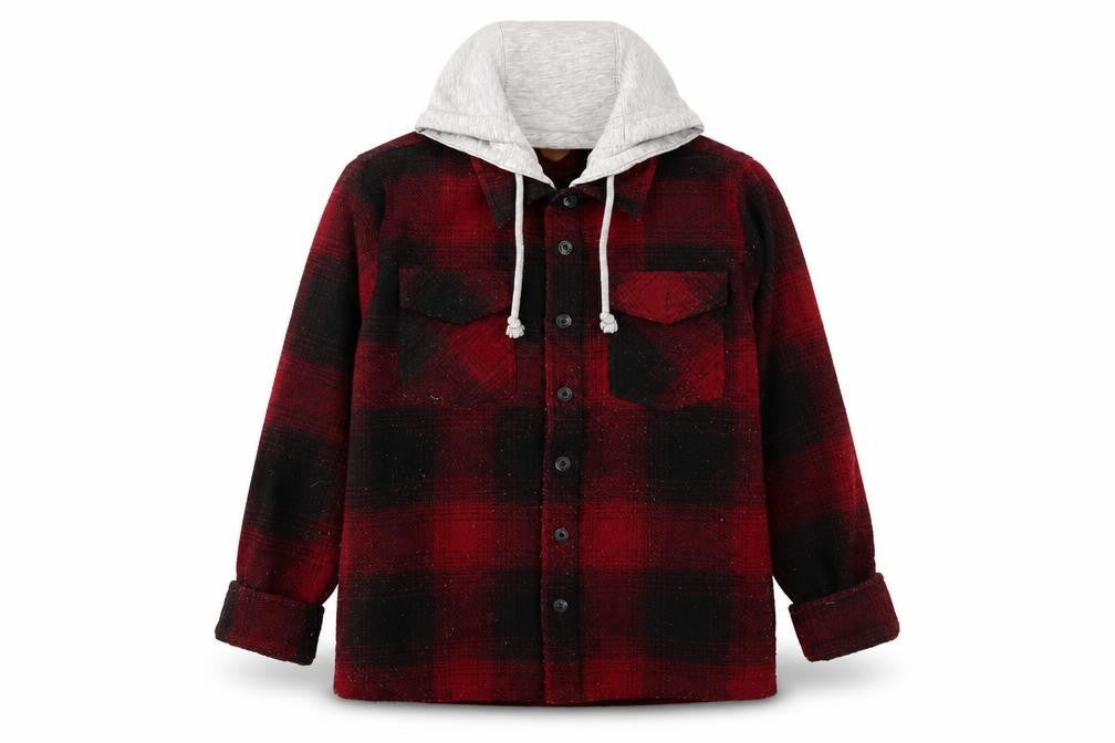 Common People Mens Red Plaid Jacket Size L Zip