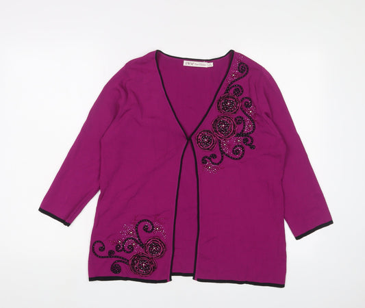 EWM Women's Purple Embroidered Cardigan, Size M